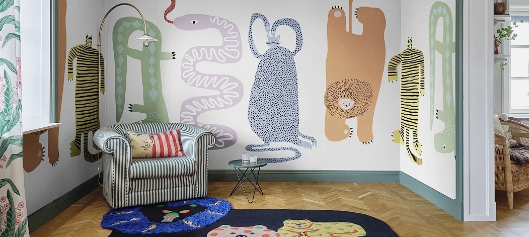 Kids colorful playroom mural
